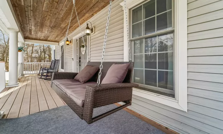 Wooden deck with covered porch