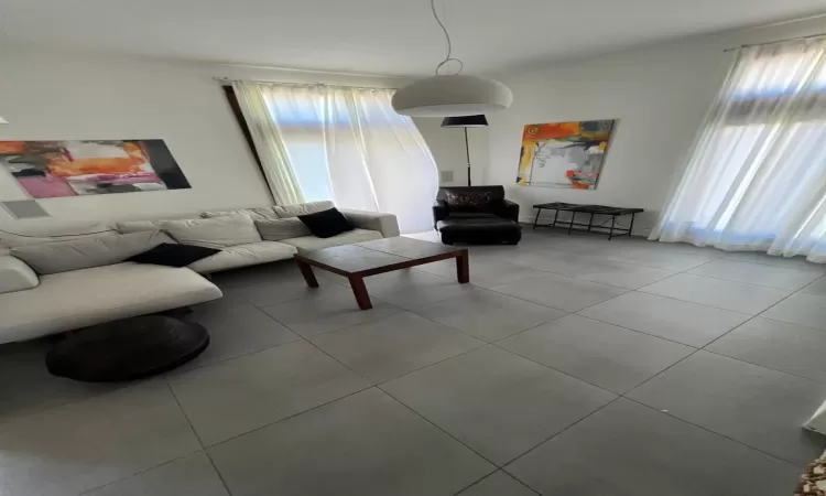 Living room featuring a wealth of natural light and tile patterned floors