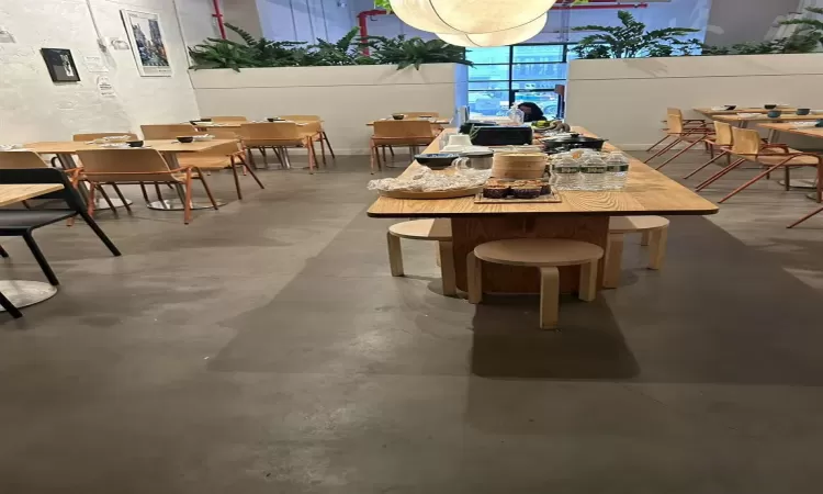 Dining area with concrete floors