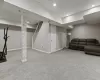 Basement featuring carpet floors