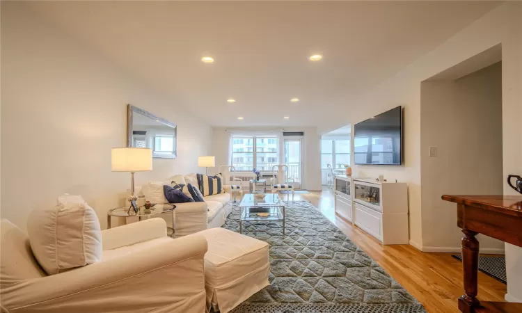 Living room featuring light wood-type flooring