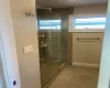 Bathroom with an enclosed shower