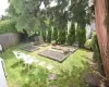 View of yard featuring a fenced backyard and a vegetable garden