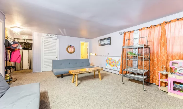 Living room with carpet flooring