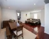 Dining space featuring a wealth of natural light, wood-type flooring, visible vents, and recessed lighting