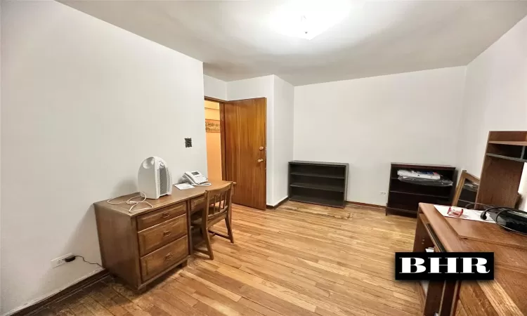 Office featuring light wood finished floors and baseboards