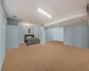 Bedroom with carpet floors and visible vents