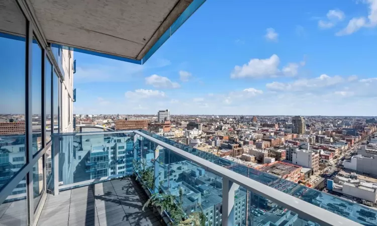 Balcony with a city view