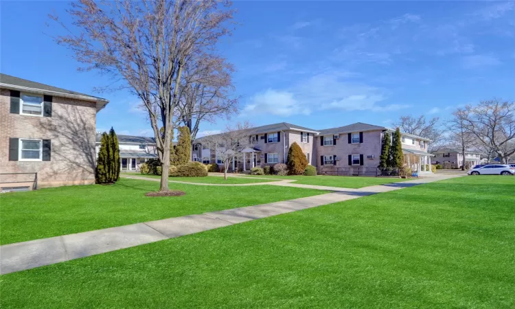 View of home's community with a residential view and a lawn