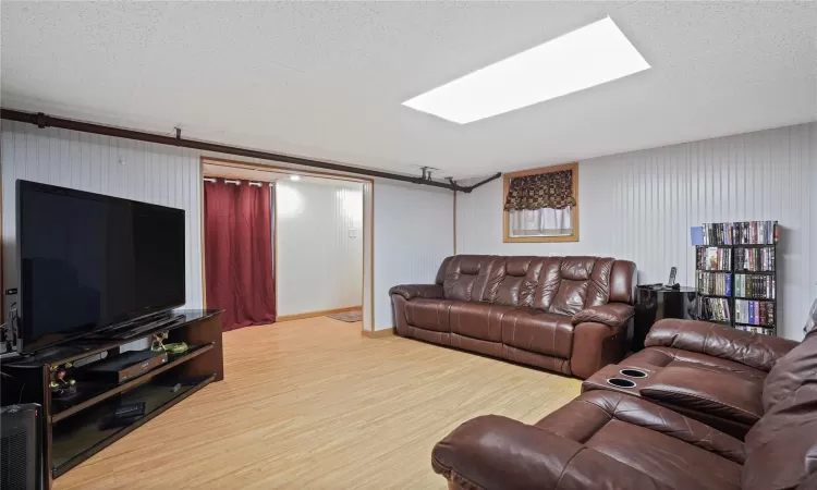 Living area with wood finished floors