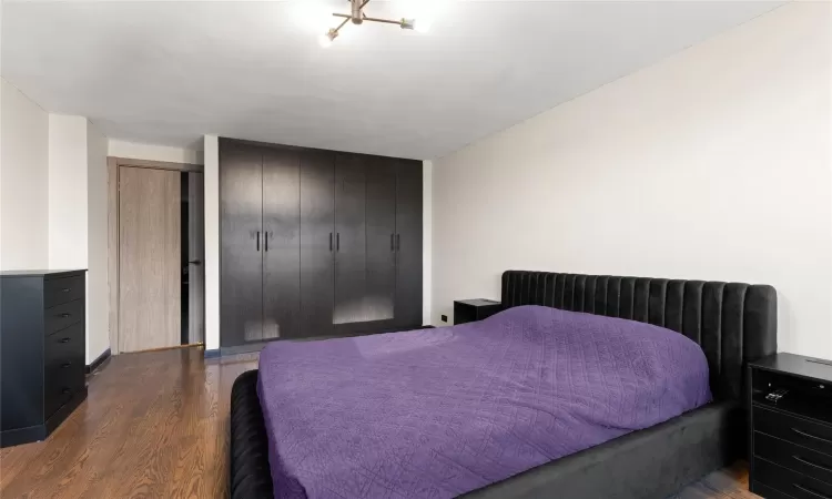 Bedroom with a closet and dark wood finished floors