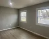 Spare room featuring a healthy amount of sunlight, baseboards, and wood finished floors