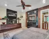 Bedroom featuring ceiling fan and visible vents