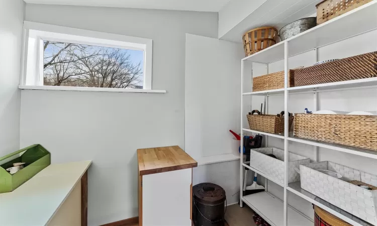 A large pantry with potential for powder room.