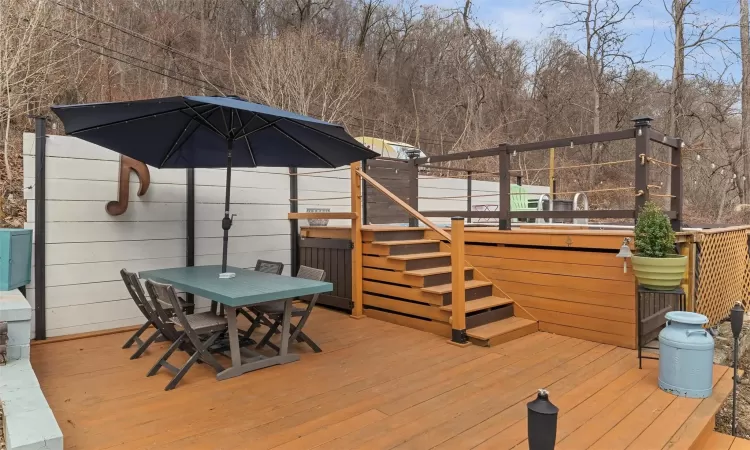 Multi level deck for outdoor enjoyment.