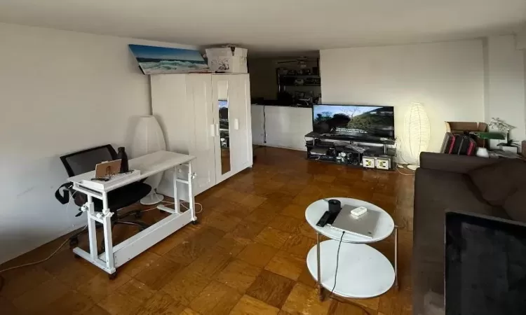 Living room with tile patterned floors