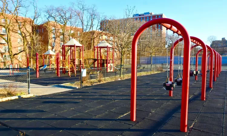 Community playground with fence