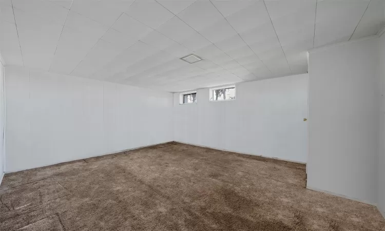 Below grade area with carpet floors