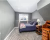 Bedroom featuring carpet flooring, recessed lighting, and baseboards