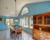 Large Dining Area (264 sq.ft) w/Vaulted Ceiling & French Doors to Deck