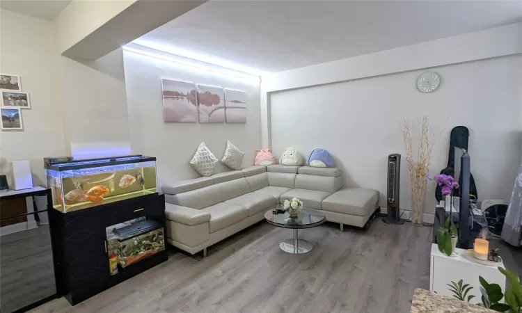 Living room with wood finished floors