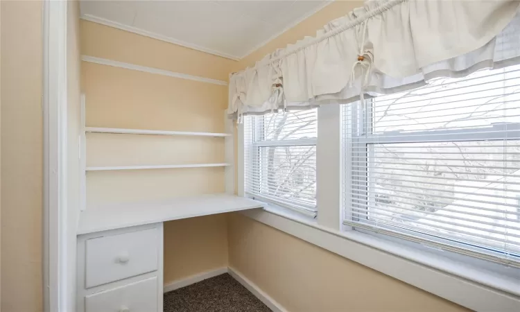 Bedroom 4 features double window and office area.